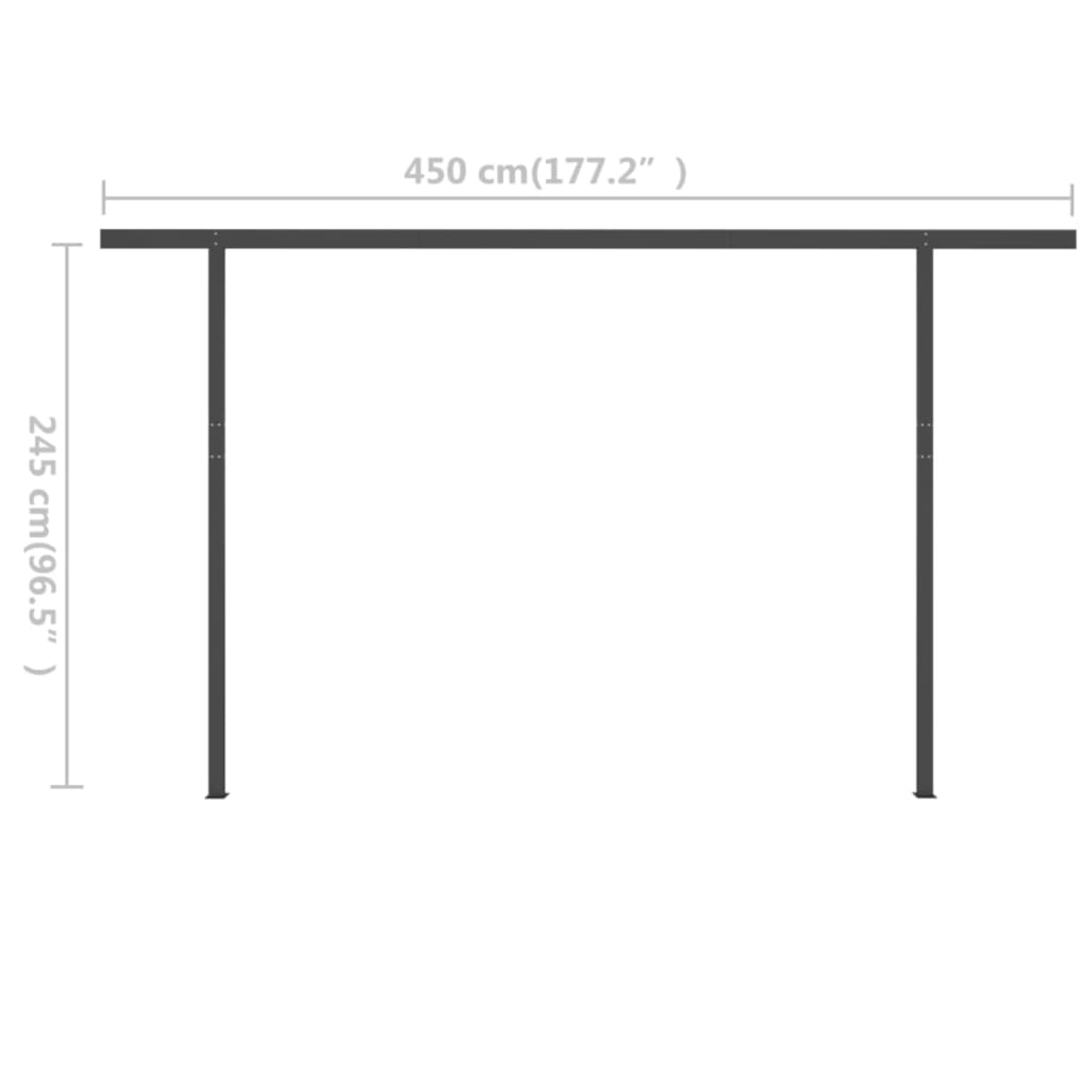 Toldo retrátil manual com postes 4x3 m azul e branco - Image 11
