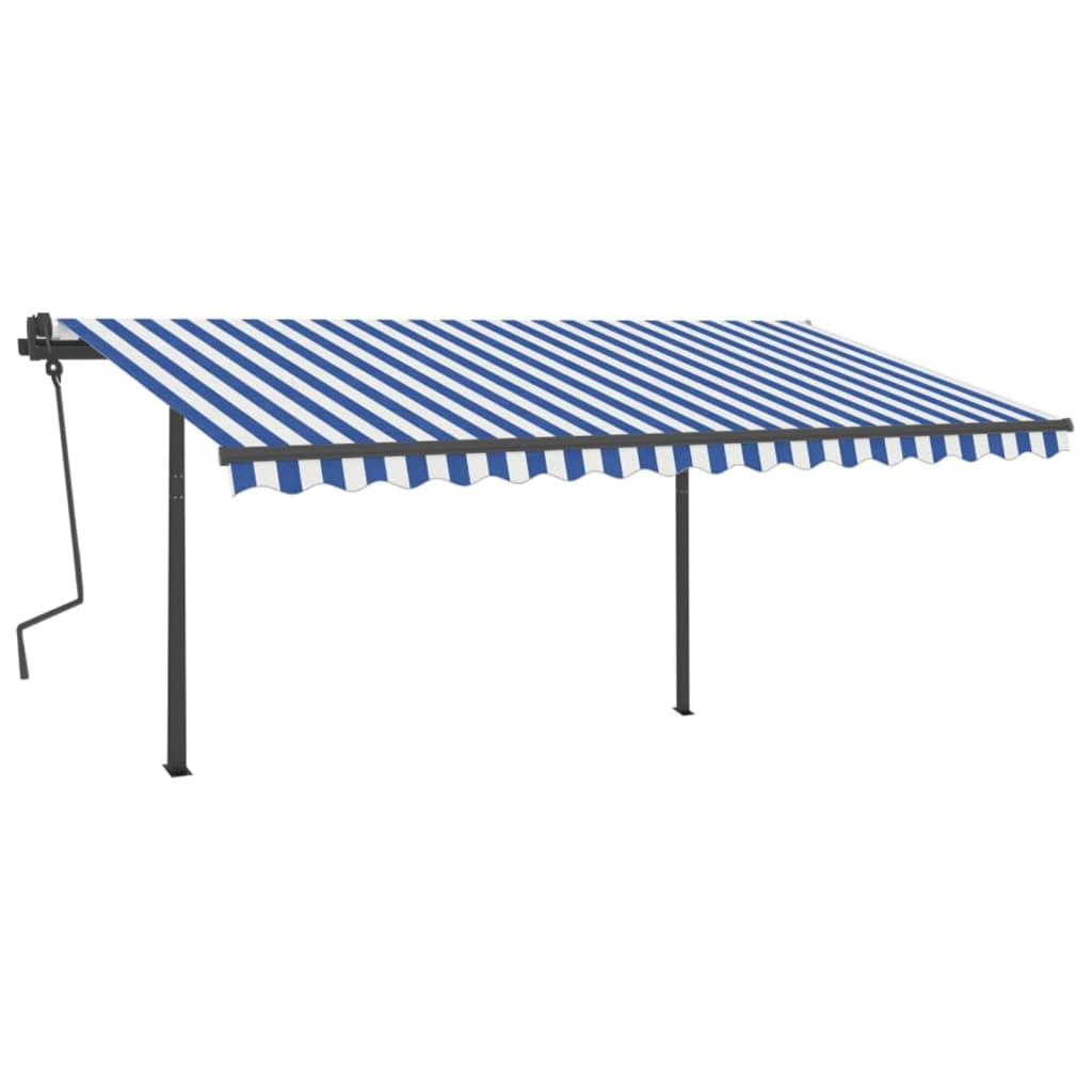 Toldo retrátil manual com luzes LED 4x3 m azul e branco - Image 2