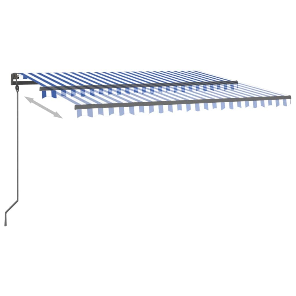 Toldo retrátil manual com luzes LED 4x3 m azul e branco - Image 3