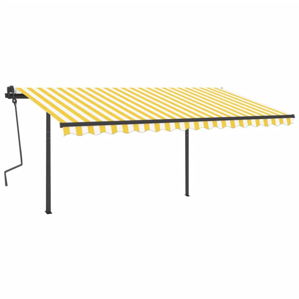 Toldo retrátil automático com postes 4x3 m amarelo e branco - Image 2
