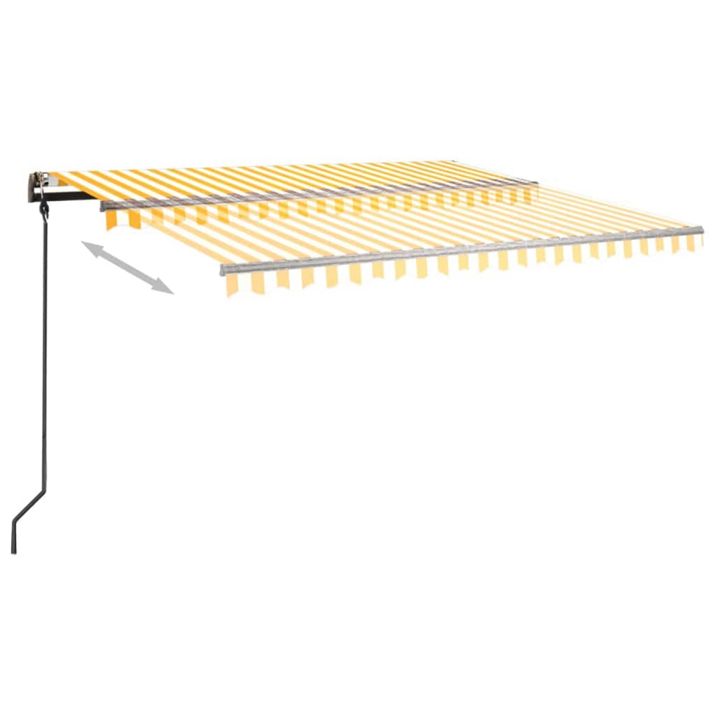 Toldo retrátil automático com postes 4x3 m amarelo e branco - Image 3