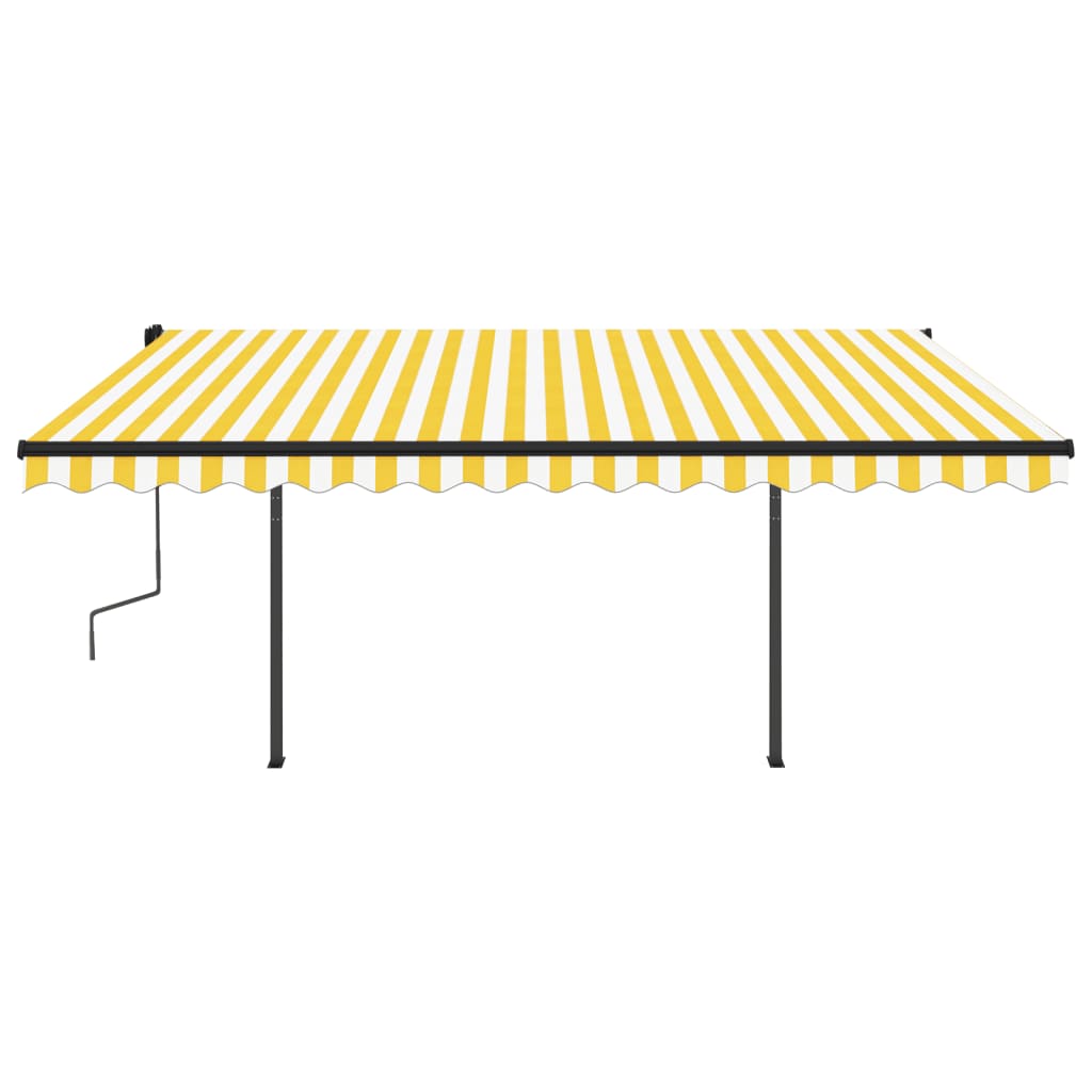 Toldo retrátil automático com postes 4x3 m amarelo e branco - Image 4