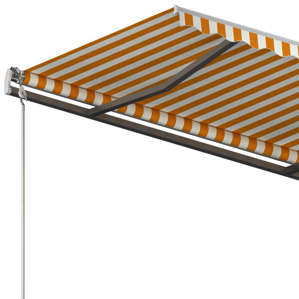 Toldo retrátil automático com postes 4x3 m amarelo e branco - Image 5