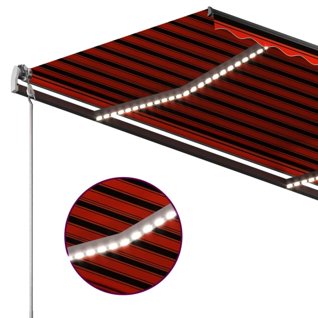 Toldo automático c/ LED e sensor de vento 4x3m laranja/castanho - Image 6