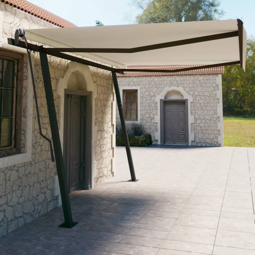 Toldo retrátil manual com postes 4,5x3 m cor creme