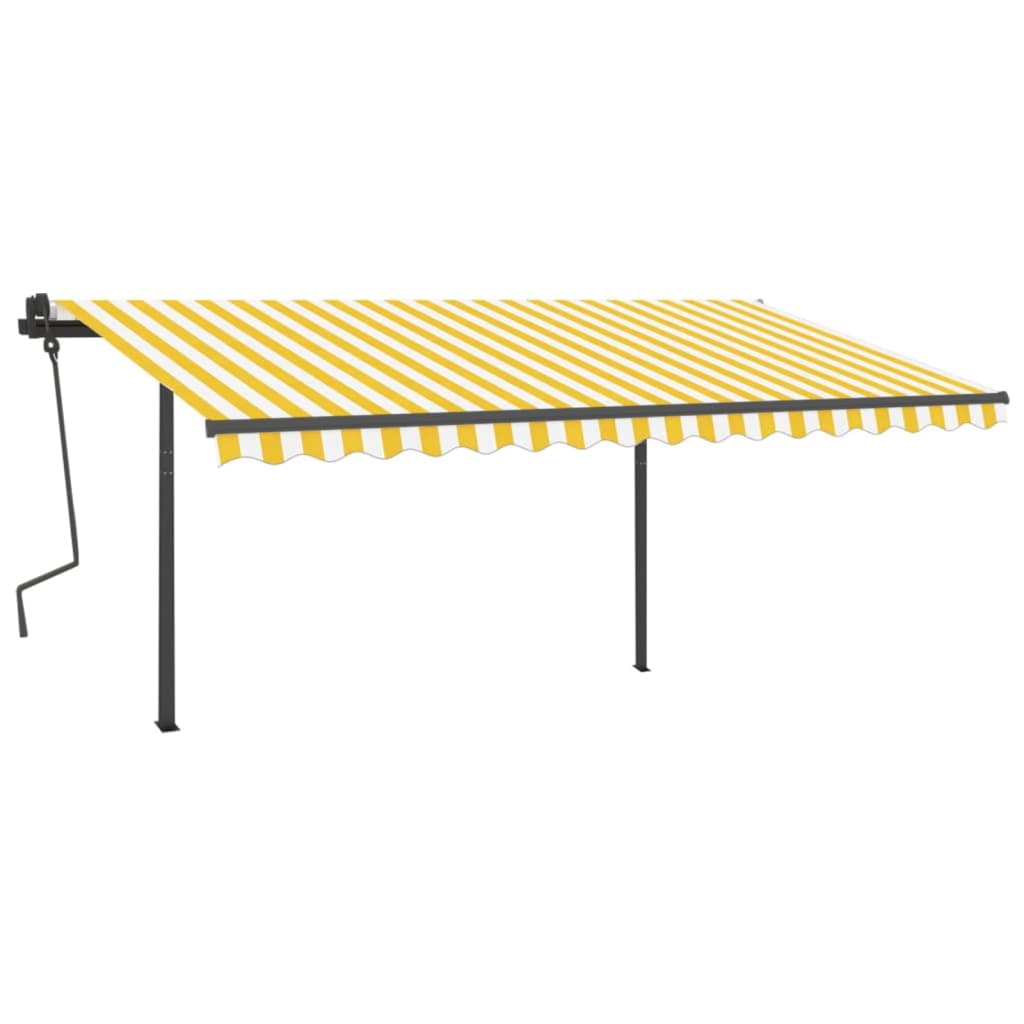 Toldo retrátil manual com luzes LED 4,5x3 m amarelo e branco - Image 2