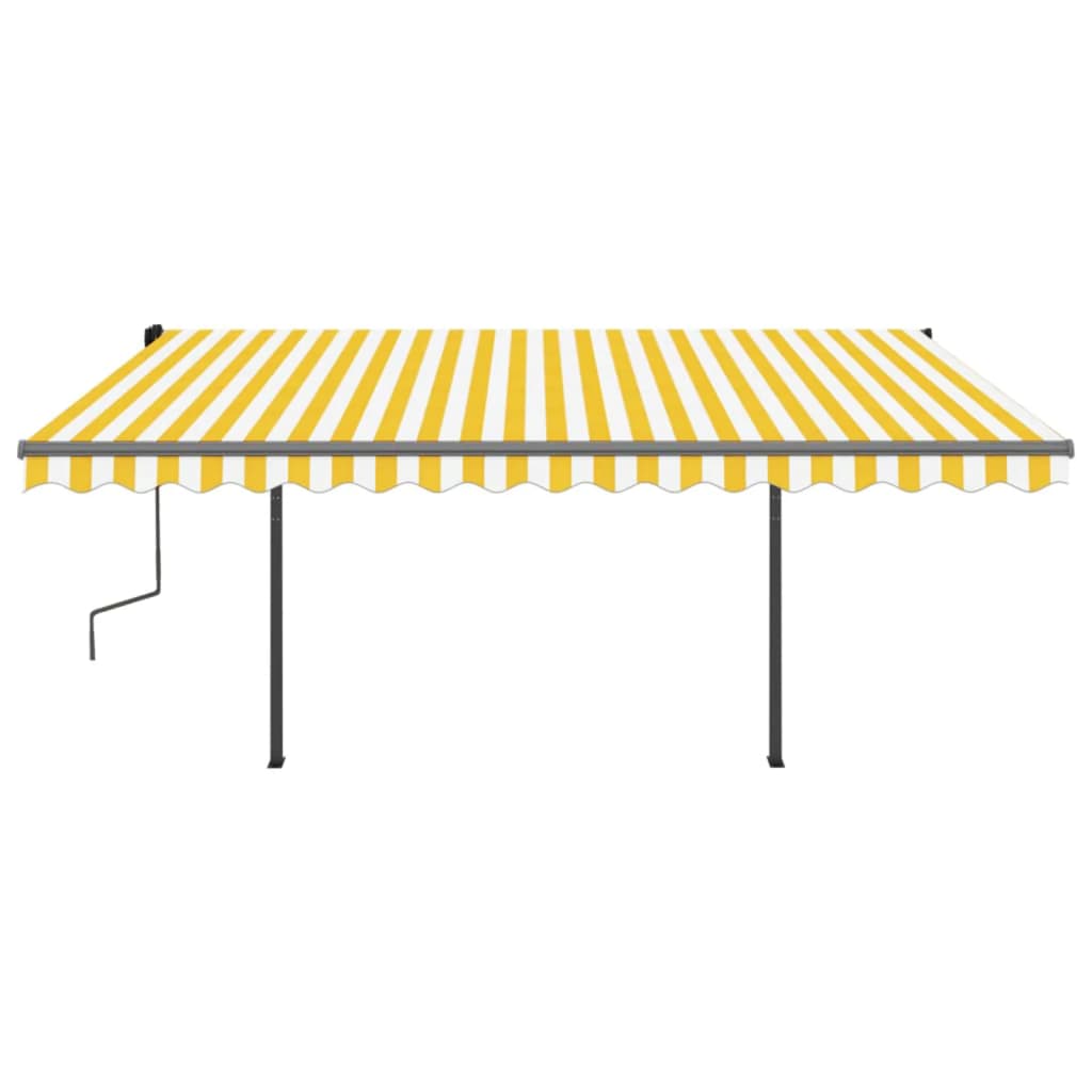 Toldo retrátil manual com luzes LED 4,5x3 m amarelo e branco - Image 4