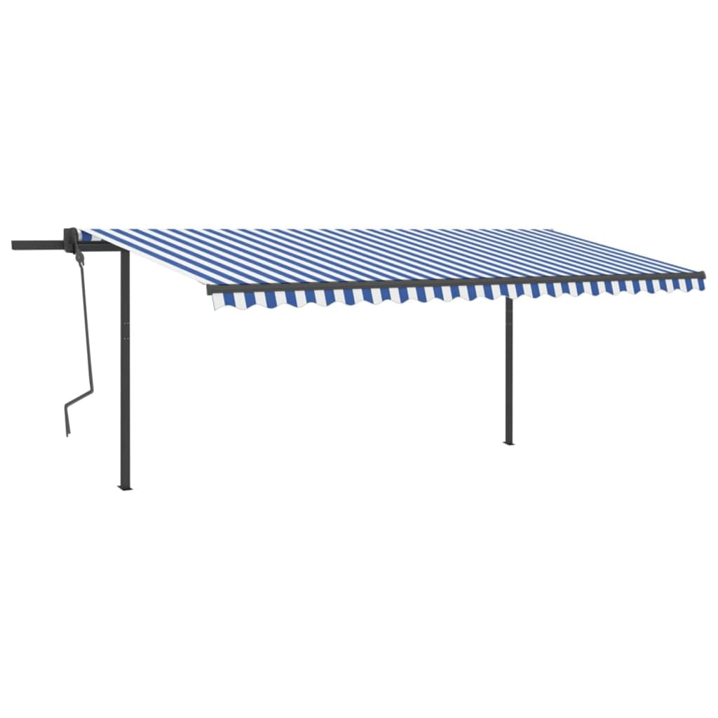 Toldo retrátil manual com luzes LED 5x3 m azul e branco - Image 2