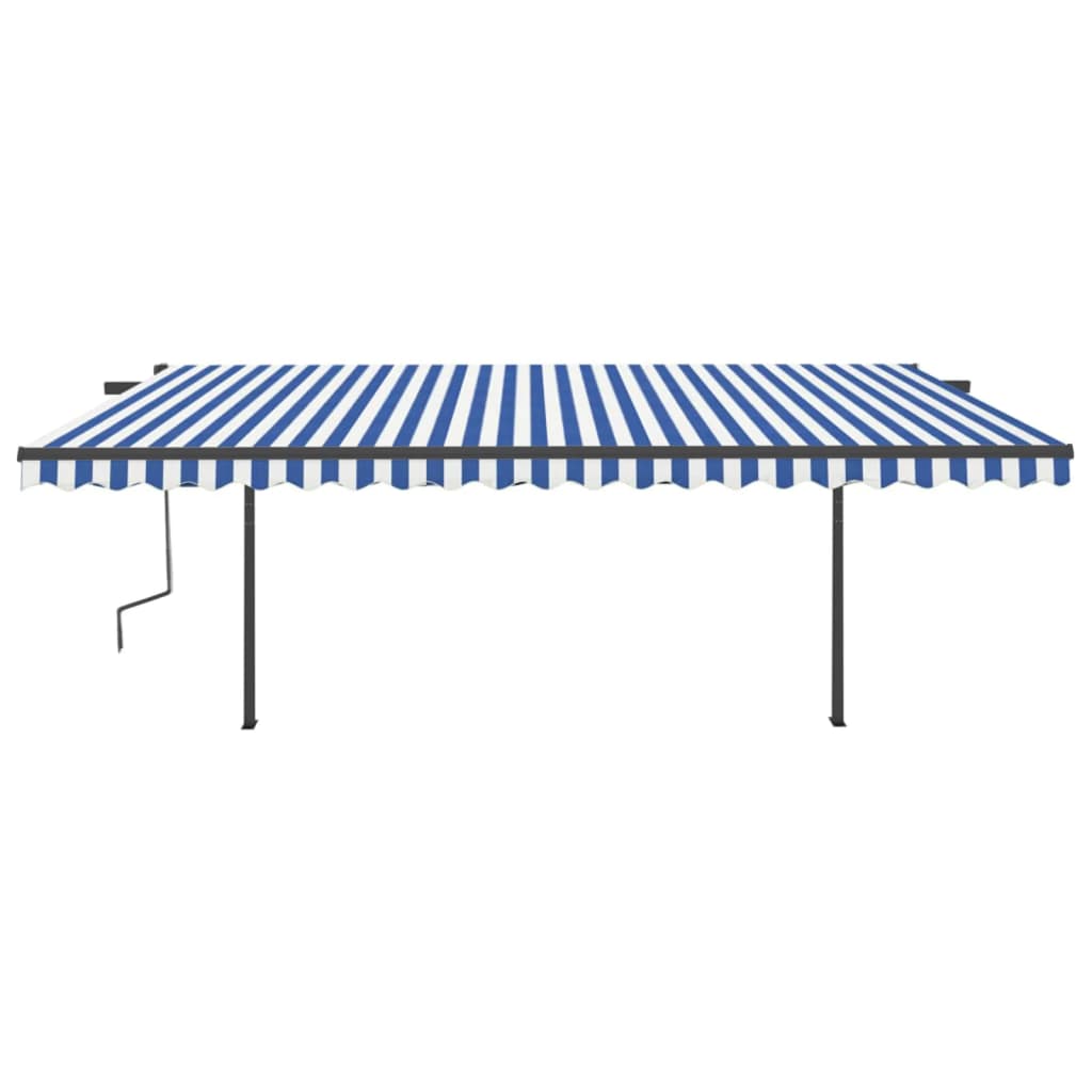 Toldo retrátil manual com luzes LED 5x3 m azul e branco - Image 4