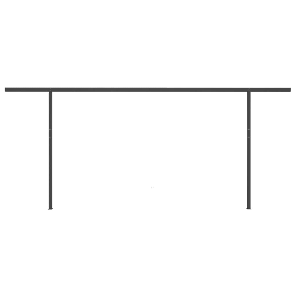 Toldo retrátil manual com postes 6x3 m azul e branco - Image 7