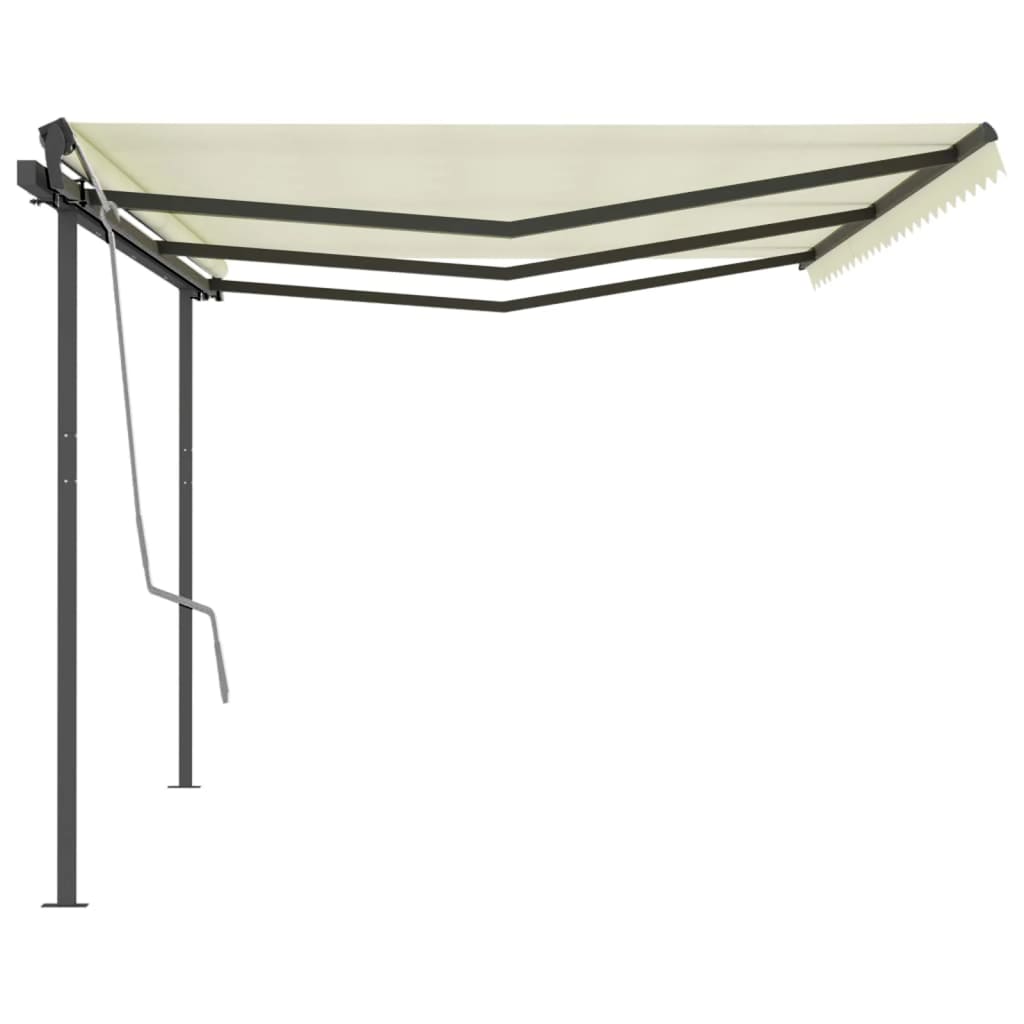 Toldo retrátil manual com postes 6x3 m cor creme - Image 2