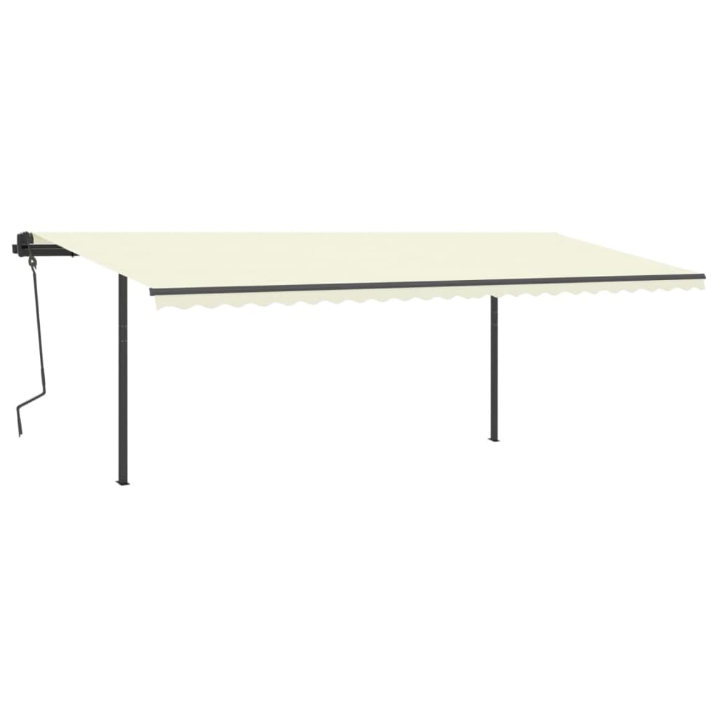 Toldo retrátil manual com postes 6x3 m cor creme - Image 3