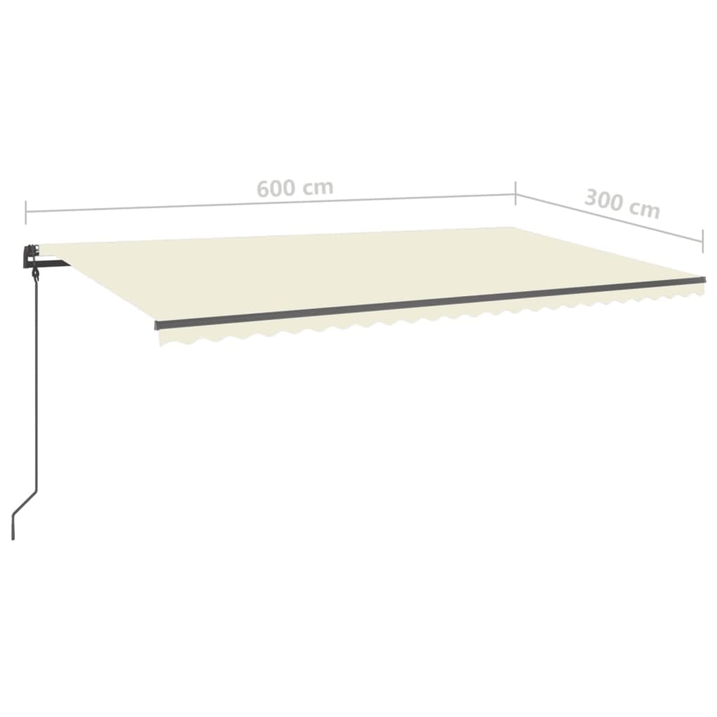 Toldo retrátil manual com postes 6x3 m cor creme - Image 10