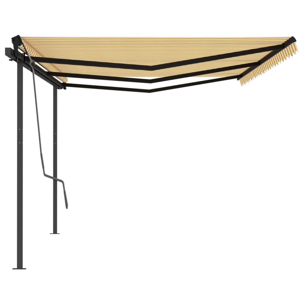 Toldo retrátil manual com postes 6x3 m amarelo e branco - Image 2