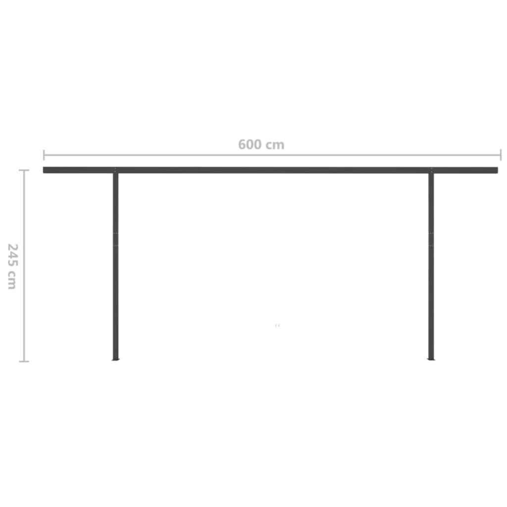 Toldo retrátil manual com postes 6x3 m amarelo e branco - Image 11