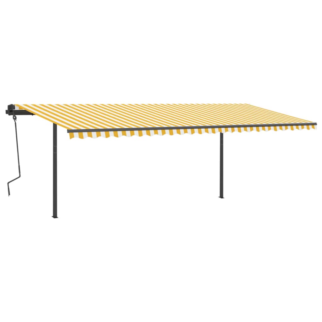 Toldo retrátil manual com postes 6x3 m amarelo e branco - Image 3