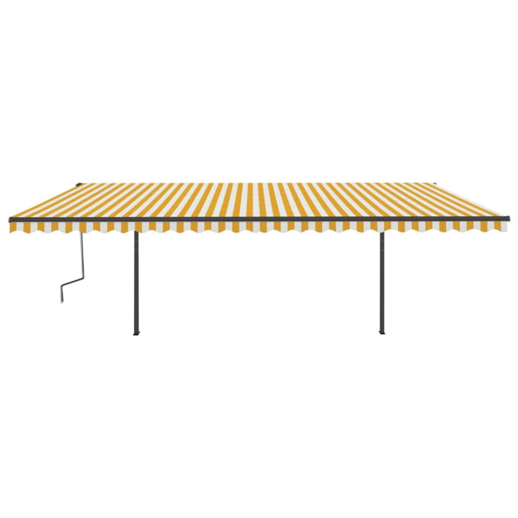 Toldo retrátil manual com postes 6x3 m amarelo e branco - Image 4