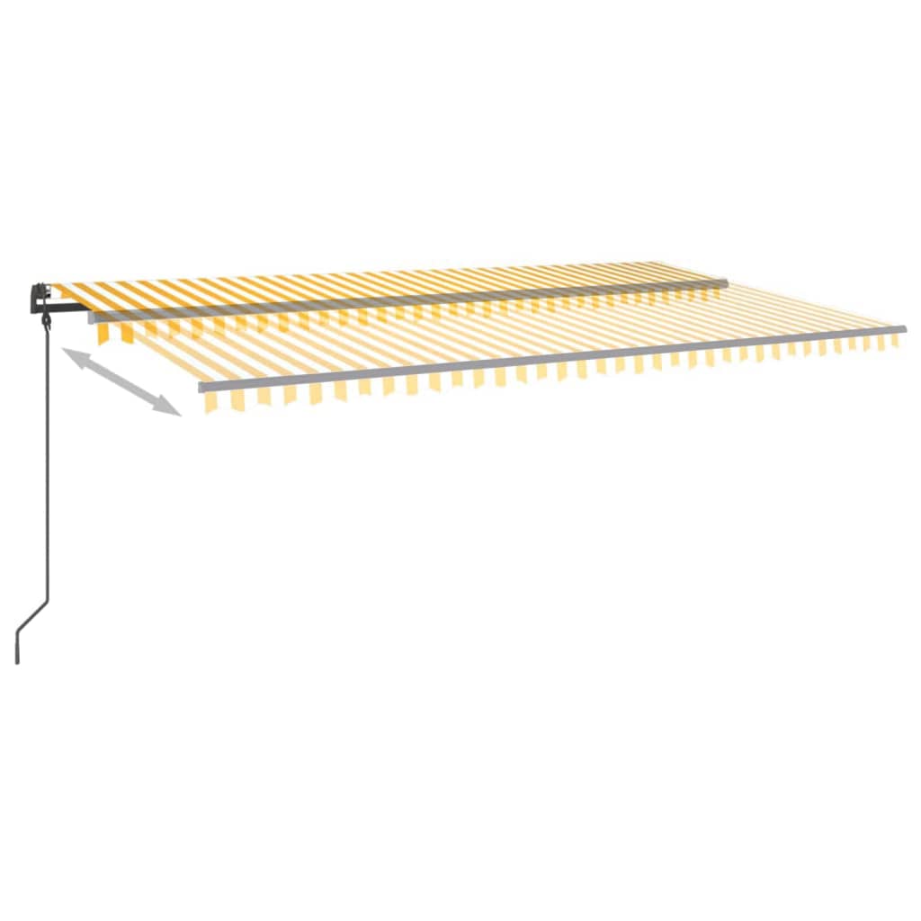 Toldo retrátil manual com postes 6x3 m amarelo e branco - Image 5