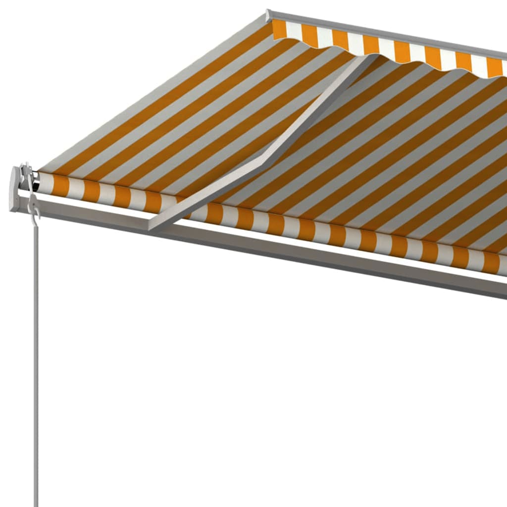 Toldo retrátil manual com postes 6x3 m amarelo e branco - Image 6