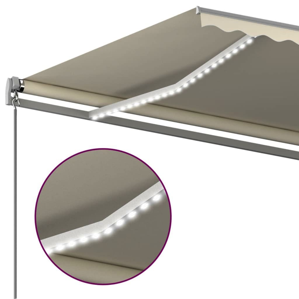 Toldo retrátil manual com LED 6x3 m cor creme - Image 6