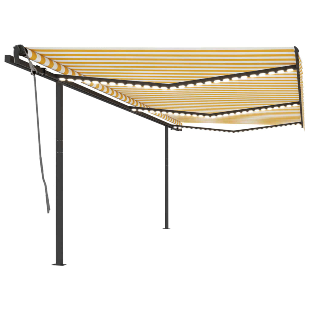 Toldo retrátil manual com LED 6x3 m amarelo e branco