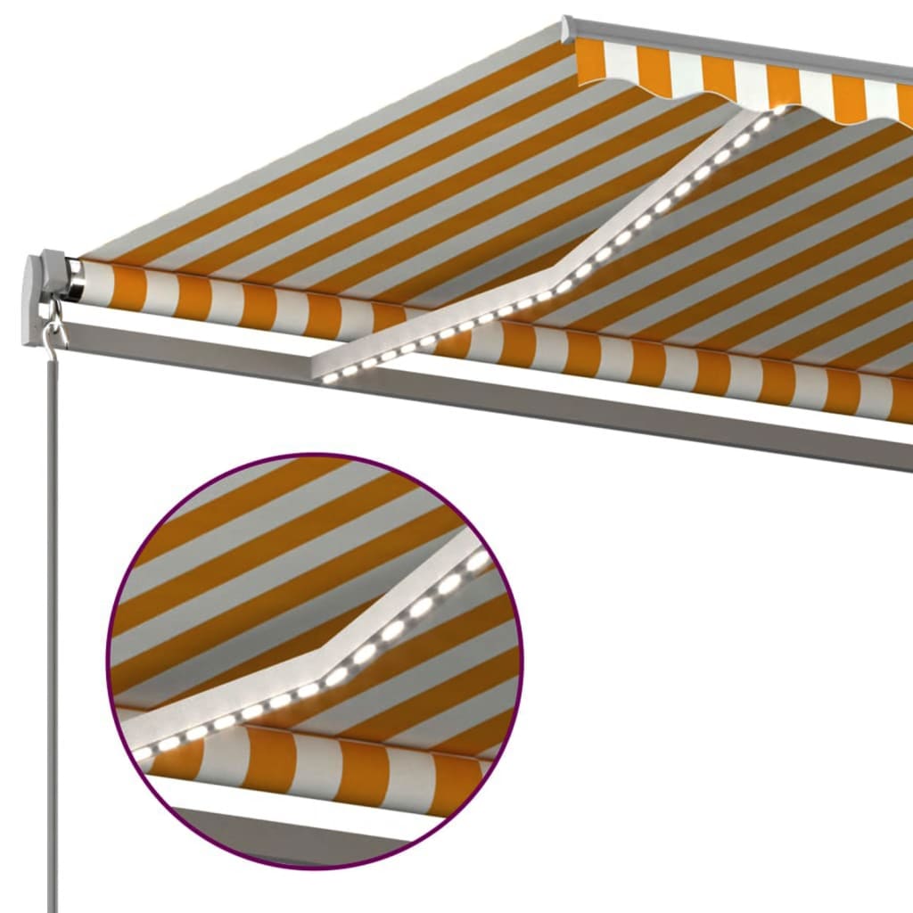 Toldo retrátil manual com LED 6x3 m amarelo e branco - Image 6