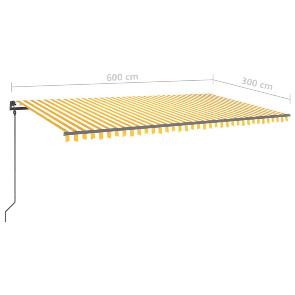 Toldo retrátil manual com LED 6x3 m amarelo e branco - Image 10