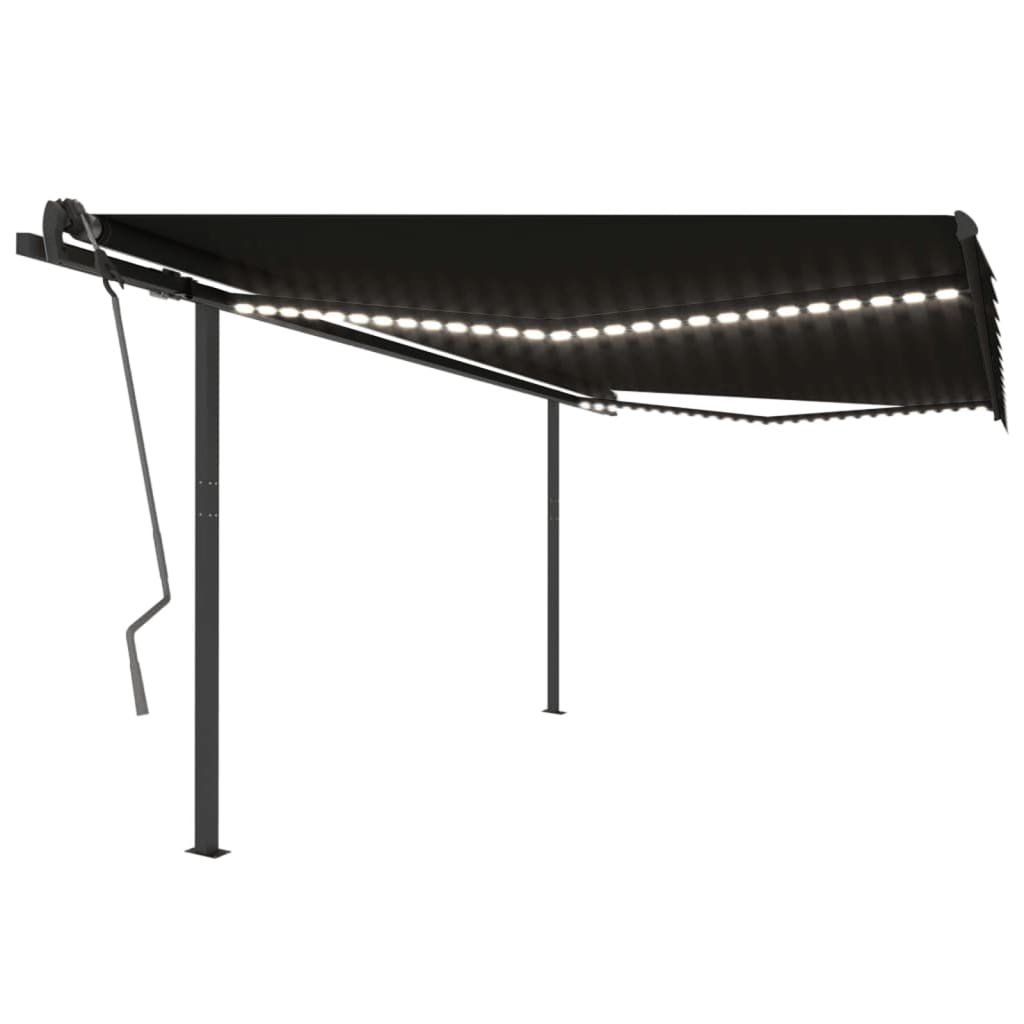 Toldo retrátil manual com luzes LED 4x3,5 m antracite