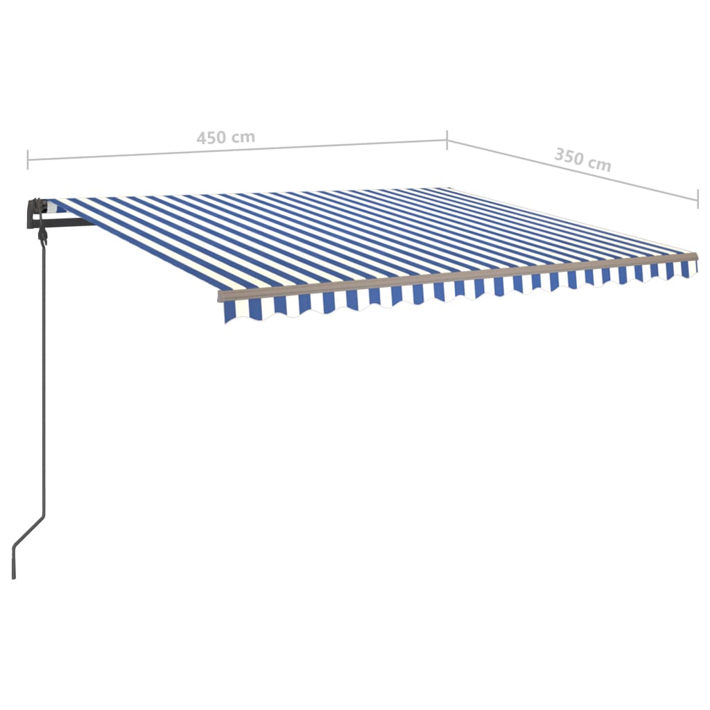 Toldo retrátil automático com postes 4,5x3,5 m azul e branco - Image 12