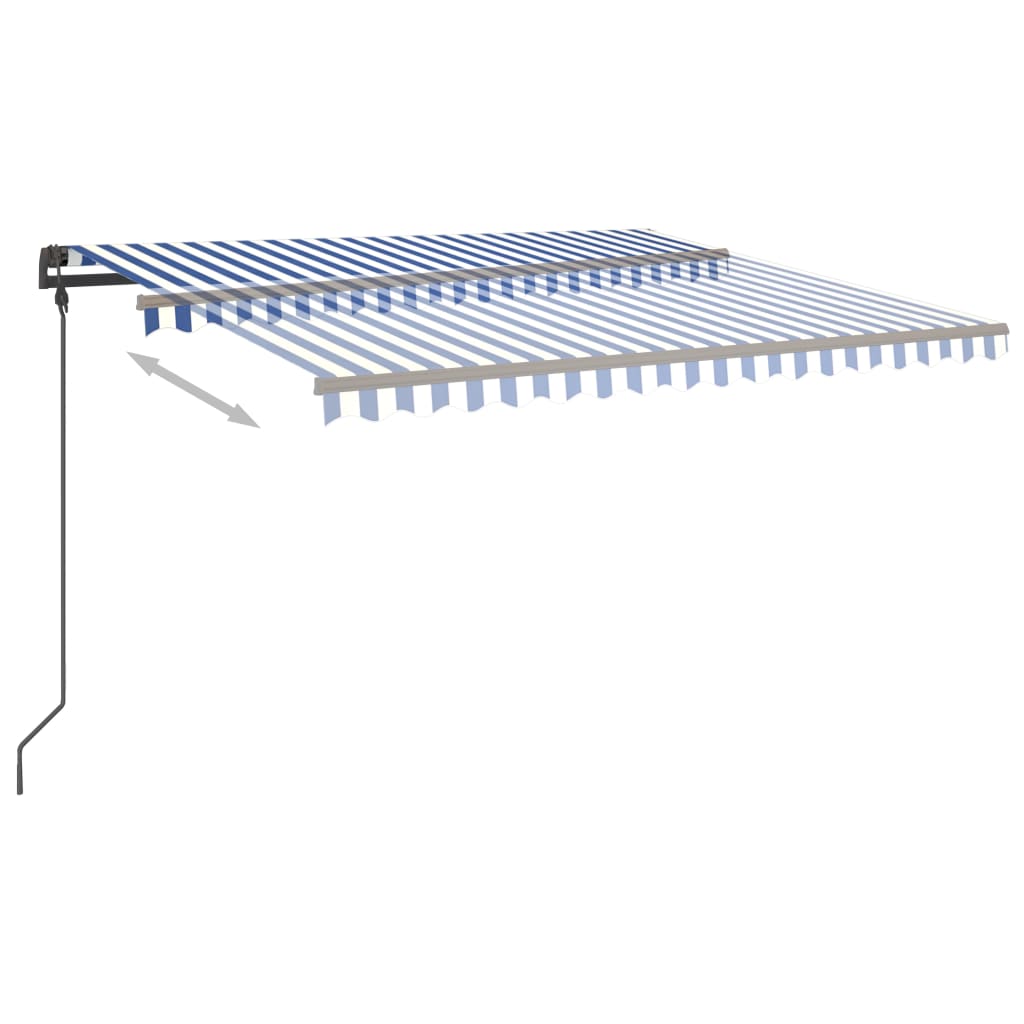 Toldo retrátil automático com postes 4,5x3,5 m azul e branco - Image 5