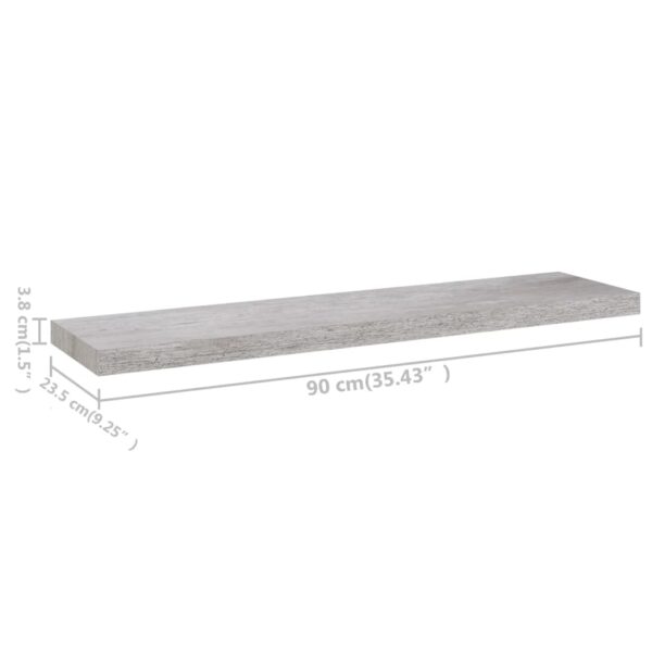 Prateleiras de parede 4 pcs 90x23,5x3,8cm MDF cinzento-cimento - Image 7