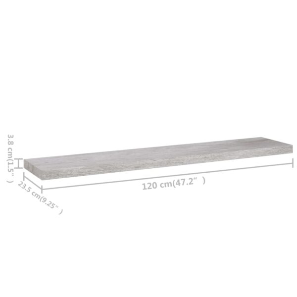 Prateleiras de parede 4 pcs 120x23,5x3,8cm MDF cinzento-cimento - Image 7