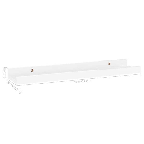 Prateleiras de parede 4 pcs 40x9x3 cm branco brilhante - Image 8