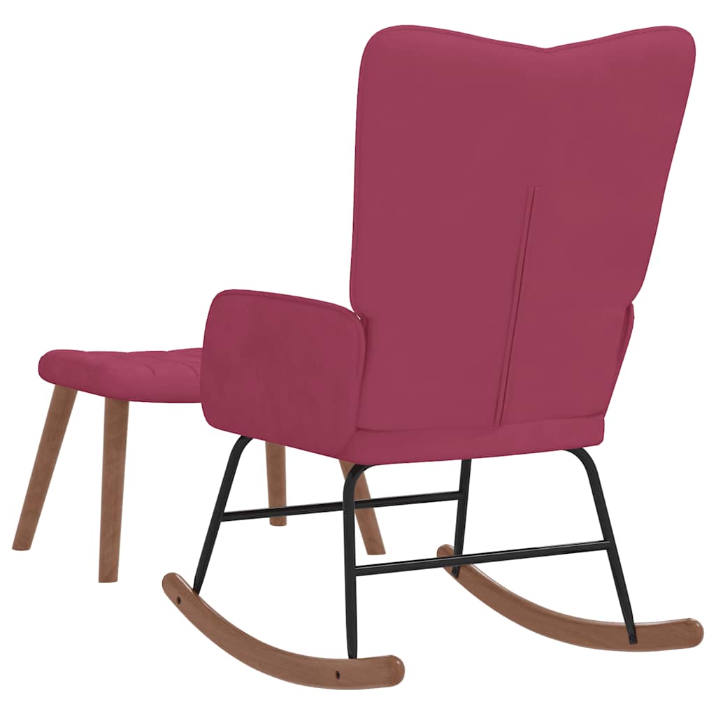 Cadeira de baloiço com banco veludo vermelho tinto - Image 4