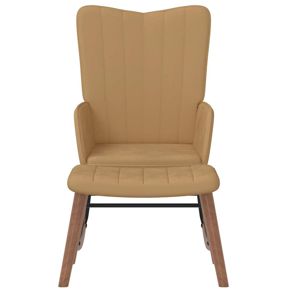 Cadeira de baloiço com banco veludo castanho - Image 2