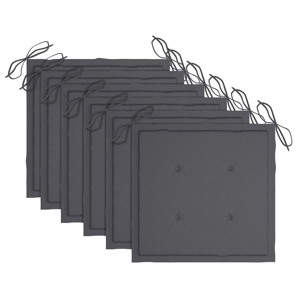 Cadeiras de jardim c/ almofadões antracite 6 pcs teca maciça - Image 5