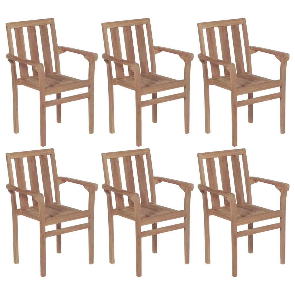 Cadeiras de jardim empilháveis 6 pcs madeira de teca maciça