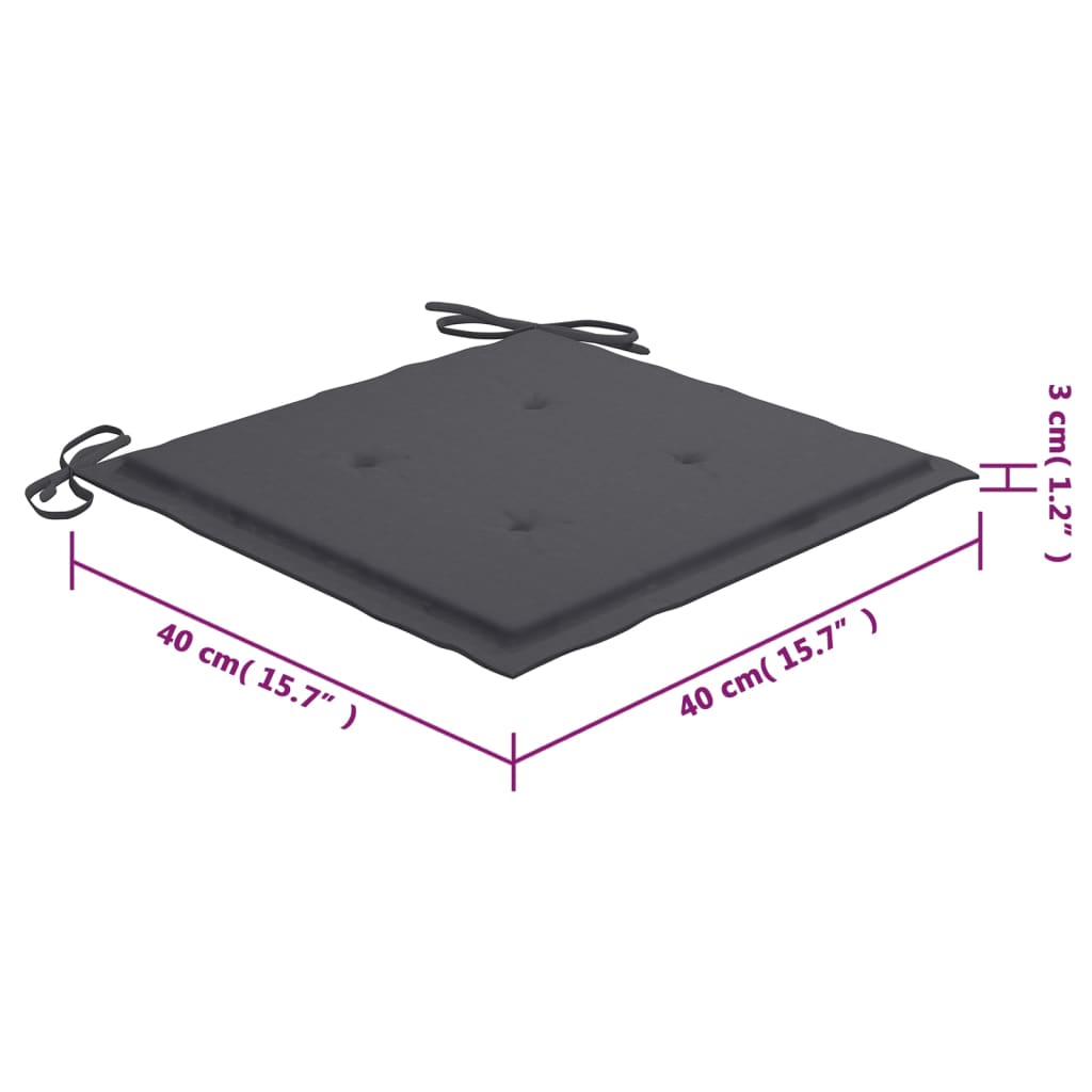 Cadeiras de jardim empilháveis c/ almofadões 4 pcs teca maciça - Image 12
