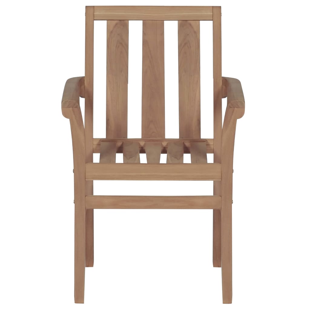 Cadeiras de jardim empilháveis c/ almofadões 4 pcs teca maciça - Image 5