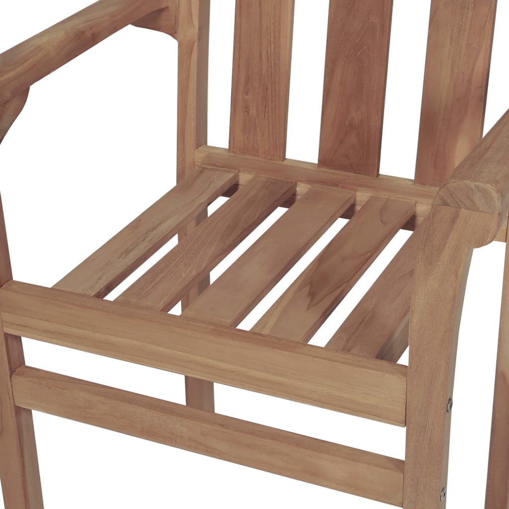 Cadeiras de jardim empilháveis c/ almofadões 4 pcs teca maciça - Image 6