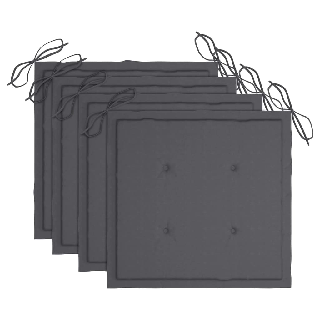 Cadeiras de jardim empilháveis c/ almofadões 4 pcs teca maciça - Image 7