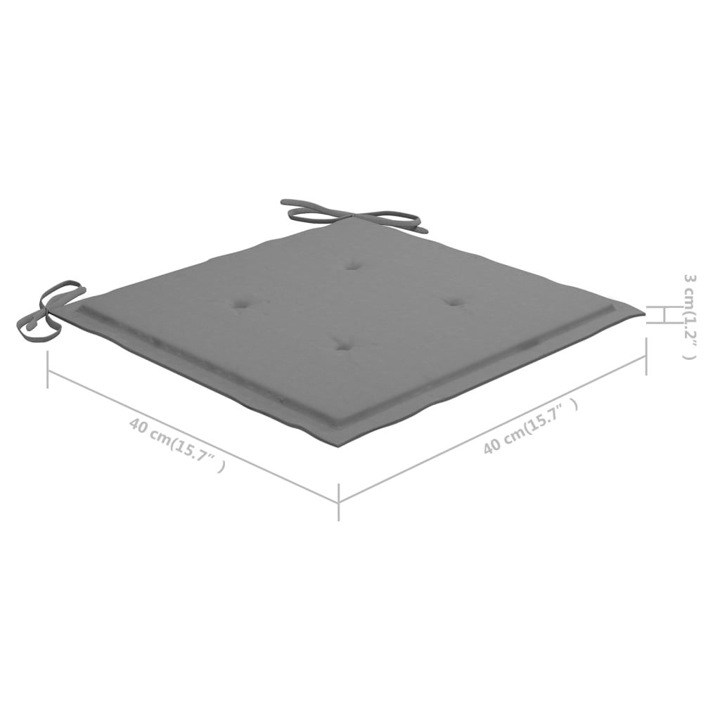 Cadeiras de jardim empilháveis c/ almofadões 4 pcs teca maciça - Image 12