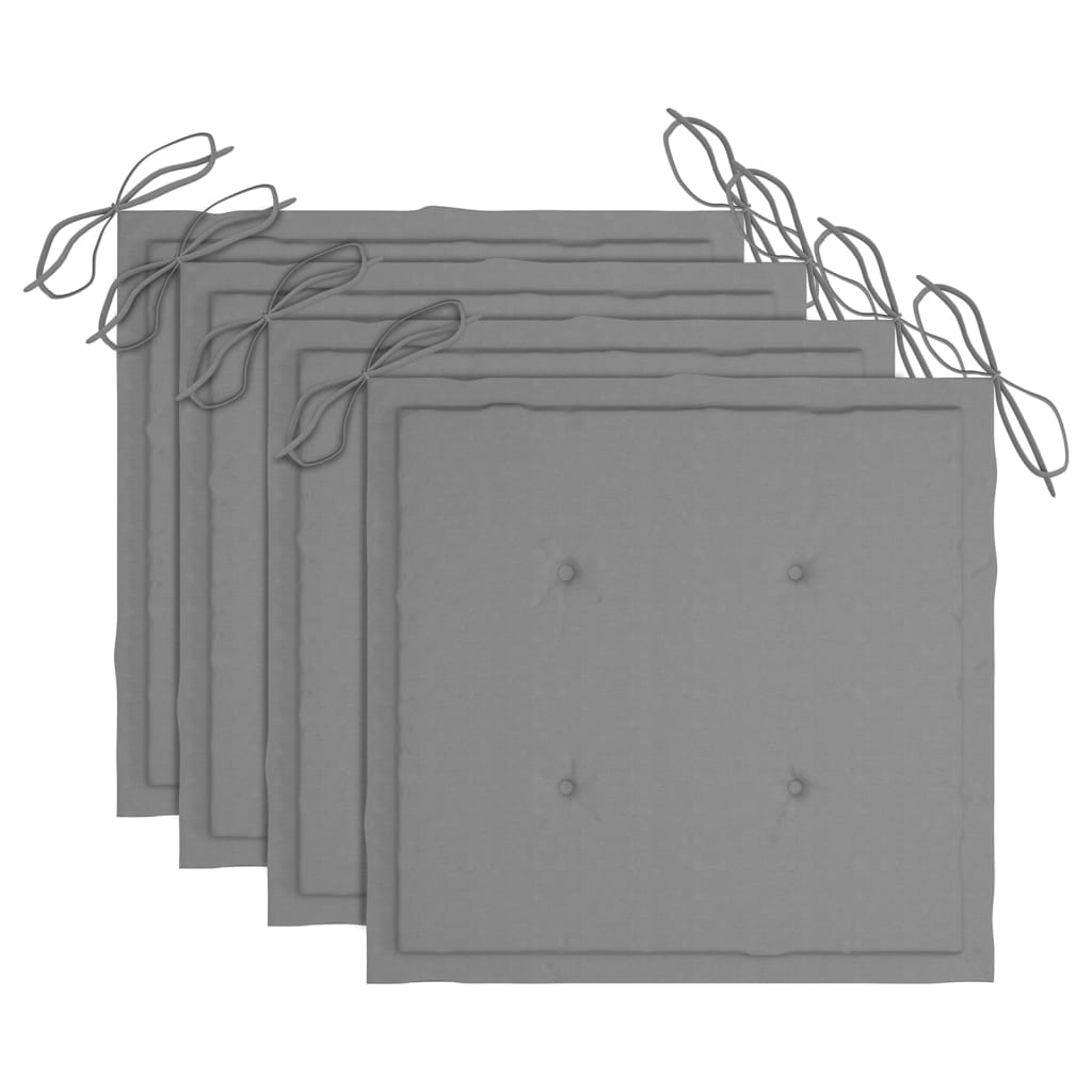 Cadeiras de jardim empilháveis c/ almofadões 4 pcs teca maciça - Image 7