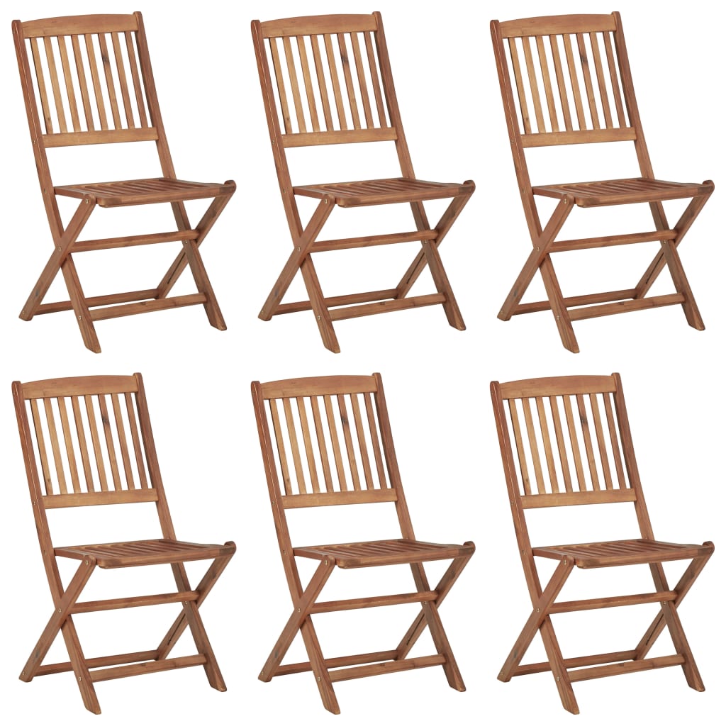 Cadeiras de jardim dobráveis c/ almofadões 6 pcs acácia maciça - Image 2
