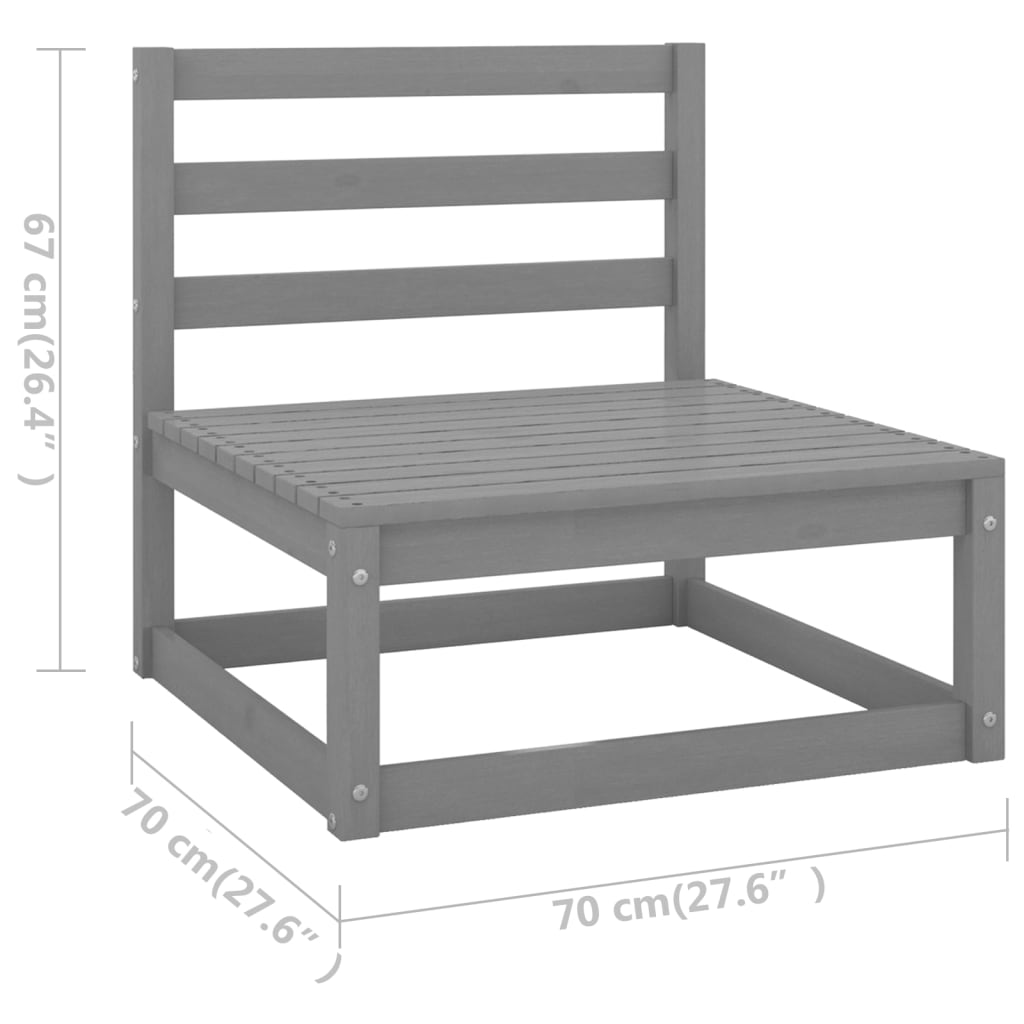 5 pcs conjunto lounge de jardim pinho maciço cinzento - Image 10