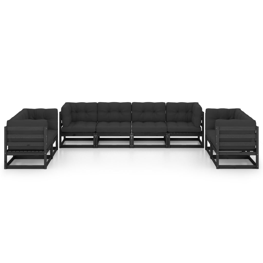 8 pcs conjunto longue de jardim c/ almofadões pinho maciço - Image 2
