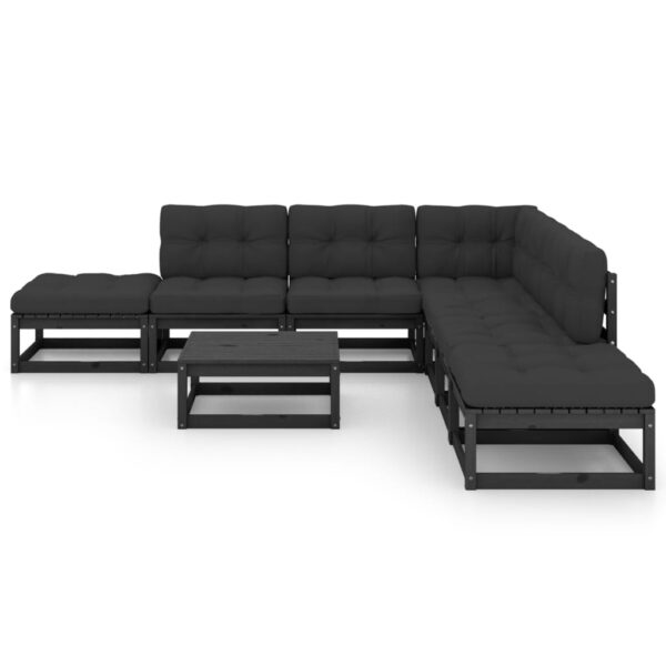 8 pcs conjunto lounge de jardim com almofadões pinho maciço - Image 2
