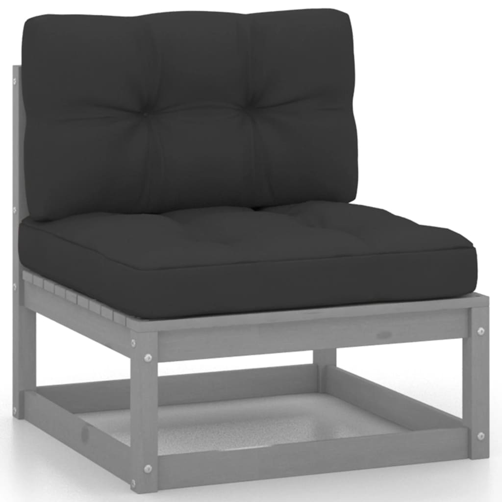 10pcs conjunto lounge de jardim + almofadões pinho maciço cinza - Image 4
