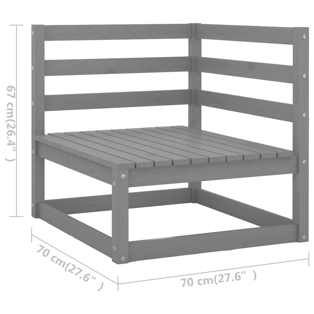 10pcs conjunto lounge de jardim + almofadões pinho maciço cinza - Image 7