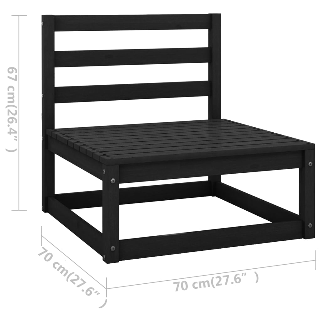 9pcs conjunto longue de jardim c/ almofadões pinho maciço preto - Image 7